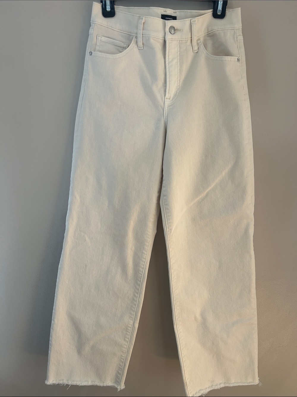 Express Cream High Rise Wide Leg Jeans